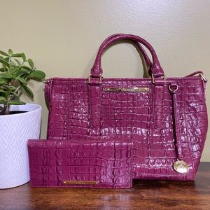 Brahmin Set— Fuschia Satchel + matching Ady Wallet